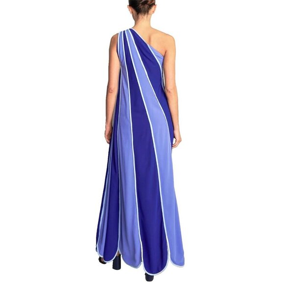 Azulu Sanriku Maxi dress in blue one shoulder size XS new with tags Runway - Picture 2 of 10